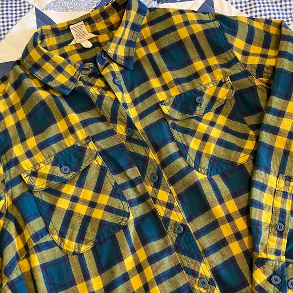 Duluth Trading Co Tops - Duluth Trading Co Yellow and Blue Plaid Shirt